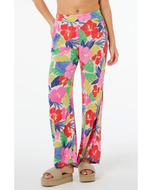 Rip Curl Print Wide Leg Pants - Red