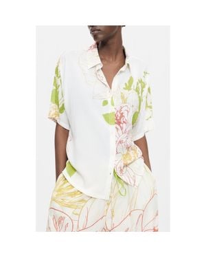 Desigual Floral Print Button-Up Shirt - Green