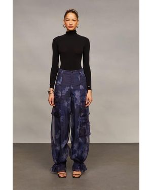 AMUR Bridgette Organza Cargo Pants - Blue
