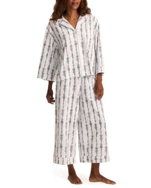 Petite Plume Olivia Pima Cotton Wide Leg Pajamas - White