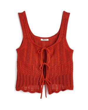 Madewell Pointelle Stitch Tie Front Sweater Tank - Red