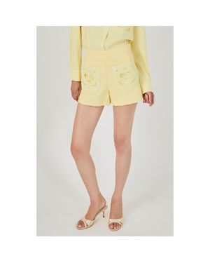 Endless Rose Mesh Pocket A-Line Shorts - Yellow