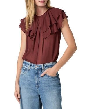 PAIGE Lucia Double Ruffle Collar Top - Red