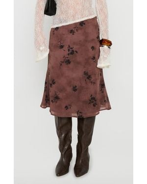 Princess Polly Moses Floral Midi Skirt - Brown