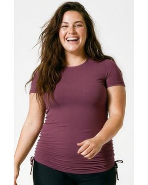 Calypsa Plus Size Short Sleeve Adele Swim Top - Purple