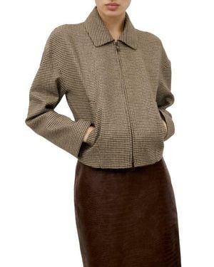 Mango Gina Houndstooth Microcheck Jacket - Brown