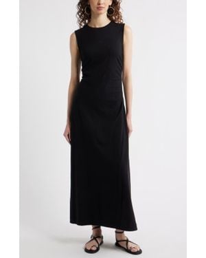 Treasure & Bond Side Ruched Cotton Maxi Dress - Black