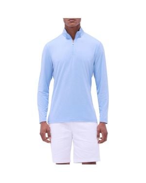 Bugatchi Quarter Zip Performance Pullover - Blue