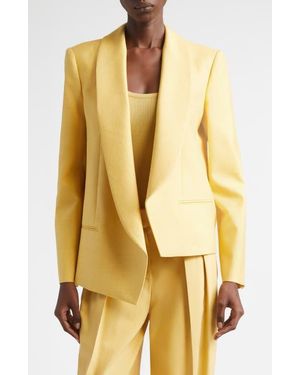 Michael Kors Asymmetric Open Front Silk Canvas Blazer - Yellow