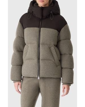 Mackage Greer Mixed Media Wool & Cashmere Blend Hooded Down Jacket - Brown