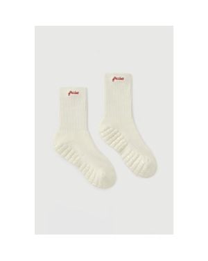 Fraise Script Grip Socks - White