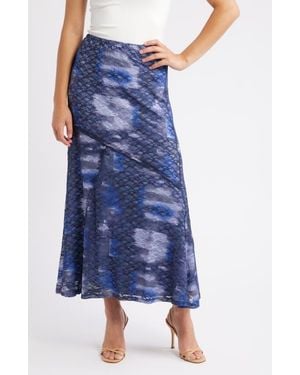 City Blues Lace A-Line Maxi Skirt - Blue