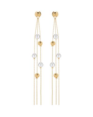 Classicharms Frostlily Mini Clear Crystal And Bead Drop Earrings - Metallic