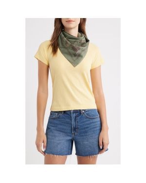 Treasure & Bond Floral Embroidered Square Bandana - Blue