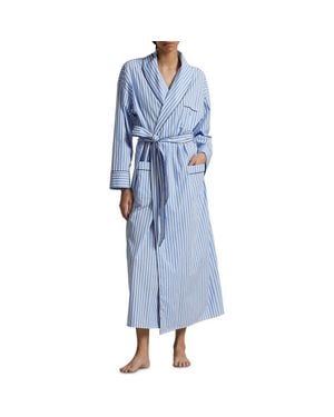 Polo Ralph Lauren Heritage Stripe Cotton Blend Robe - Blue