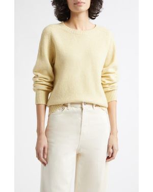 Johnstons of Elgin Blyth Lambswool Crewneck Sweater - Natural