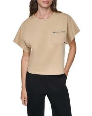 DKNY Zip Pocket Dolman Sleeve T-Shirt - Black