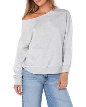 Roxy Wave Break One Shoulder Cotton Blend Sweatshirt - Gray