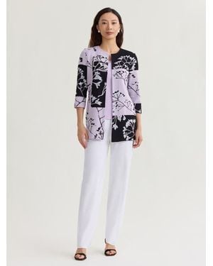 Misook Floral Colorblock Jacquard Knit Jacket - Multicolor