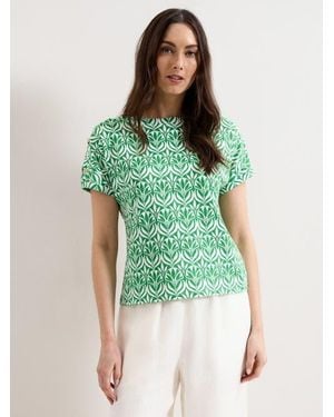 Phase Eight Suzie Short Sleeve Boat Neck Top - Green