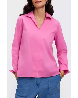 Foxcroft Agnes Split Cuff Popover Blouse - Pink