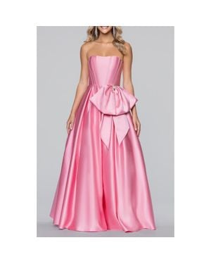 Blondie Nites Bow Strapless Satin Ballgown - Pink