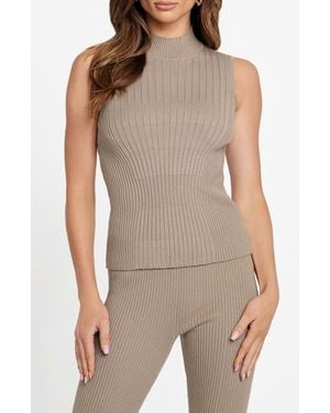 Marciano Agathe Mock Neck Sleeveless Sweater - Gray
