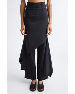 Monse Deconstructed Stretch Virgin Wool Skirt Pants - Black