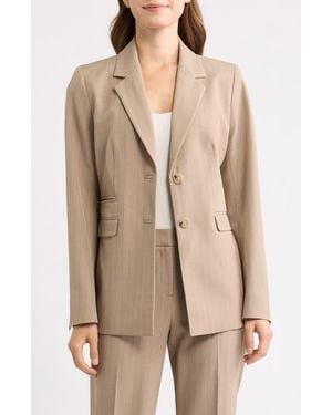 Anne Klein Pinstripe Two-Button Blazer - Natural