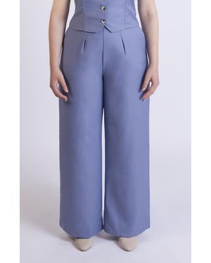 Aam The Label The Wool Wide Leg Pant For Full Hips And Thighs - Blue