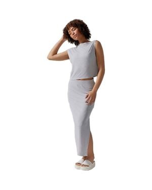 Tavi Brushed Tec Knit Asymmetrical Tee - Gray