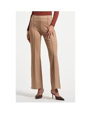 Isaac Mizrahi New York Flare Ponte Pants - Natural