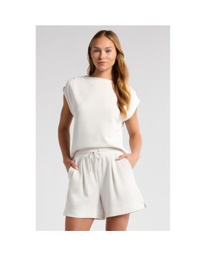 Zella Ultra Soft Scuba Gathered Shoulder Top - White