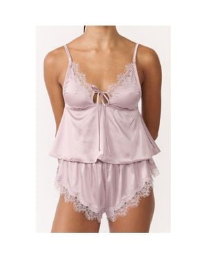 KAT THE LABEL Sorrento Lace Trim Satin Camisole - Pink
