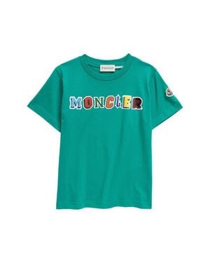Moncler Kids' Multi Logo Cotton Graphic T-Shirt - Green