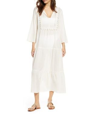 Madewell Tiered Cover-Up Caftan Dress - Natural