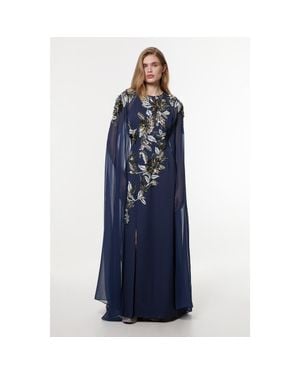 Karen Millen Premium Embellished Caped Maxi Dress in Purple | Lyst