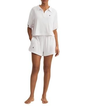 Polo Ralph Lauren French Terry Polo Shirt & Shorts Cover-Up Set - White
