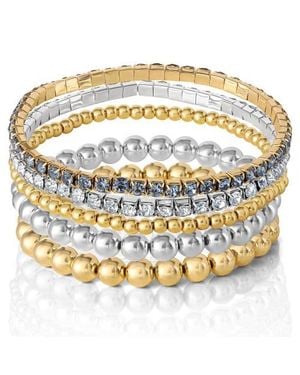 Jessica Simpson Crystal Stretch Bracelet, 5 Piece Set - Metallic