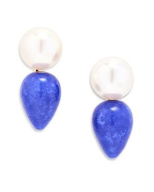 Lele Sadoughi Stone & Faux Freshwater Pearl Double Drop Earrings - Blue