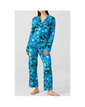 Alivia Sofia Print Crop Pajamas - Blue