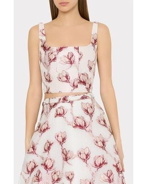 MILLY Paige Floral Crop Top - Pink