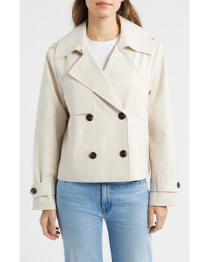 BCBGMAXAZRIA Floral Lining Short Trench Coat - Natural