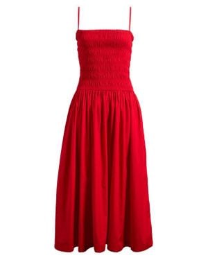 Madewell Smocked Cotton Poplin Maxi Dress - Red