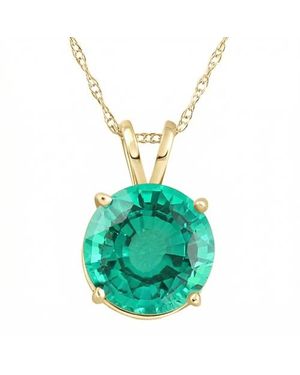 Bliss Diamond 2.70Ct Round Emerald Solitaire Pendant 14K 18 Necklace Lab Grown 9Mm - Blue