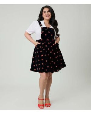 Unique Vintage Plus Size Brionne Pinafore Skirt - Black