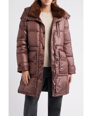 Sam Edelman Puffer Coat With Removable Hood - Red