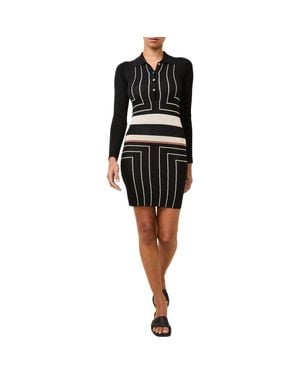 Solid & Striped The Debra Mixed Print Long Sleeve Knit Shirtdress - Black