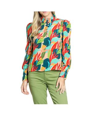 Apny Print High Neck Shirt - Green