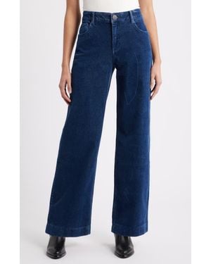 Wit & Wisdom Sam High Waist Wide Leg Corduroy Jeans - Blue